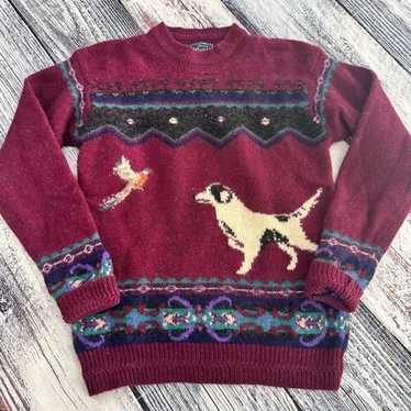 Vintage Woolrich Bird Hunting Dog 100% Wool Knit S