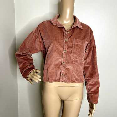 American Eagle Pink Corduroy Cropped Jacket