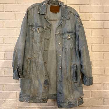 Oversized Distressed Jean Jacket, American Eagle