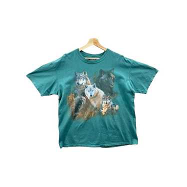 1990's Wolf Family Lineage Animal Nature Graphic T