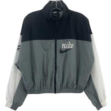 Nike Black/Gray Color Block Cropped Nylon Windbrea