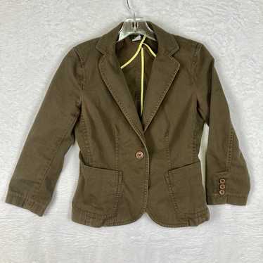 J.Crew Womens XS Cotton Army Green Blazer Vintage… - image 1