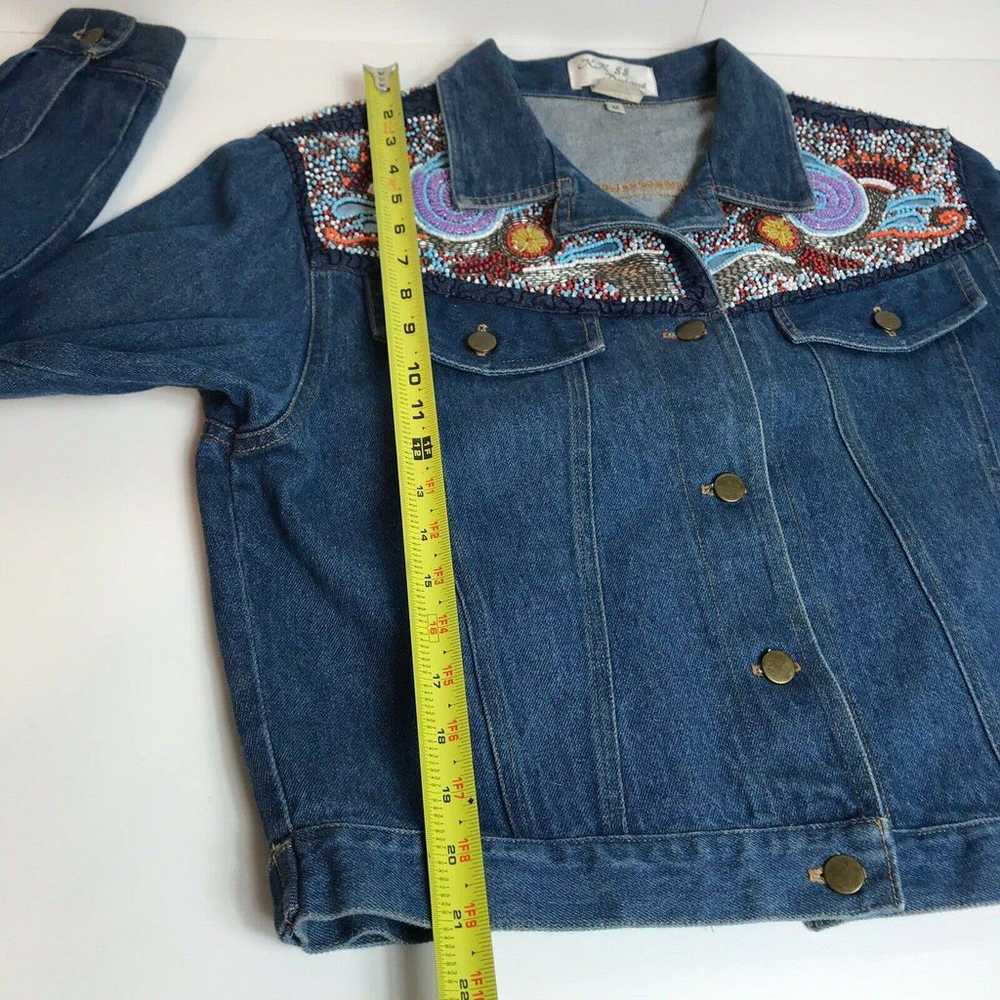 Kk 88 Designs Vintage Hand Beaded Denim Jacket Go… - image 8