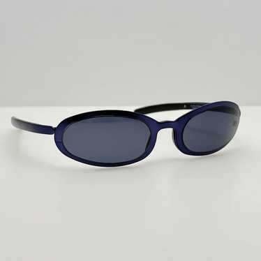Karl Lagerfeld 90s Oval Black Avant Garde Sunglasses Made in
