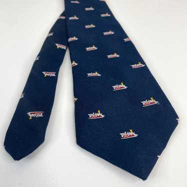 TRAIN Locomotive Steam Engine Mens Necktie Navy Bl