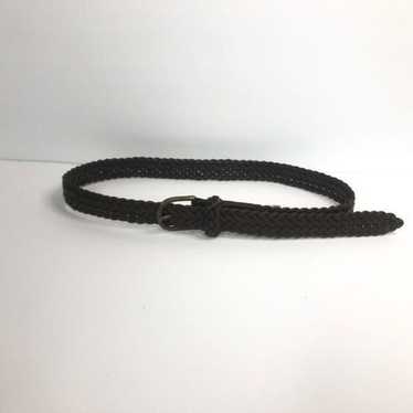 lands end brown leather braided belt large 1 inch 