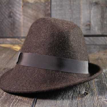 Vintage hat, fedora, asymmetrical, brown wool, rib