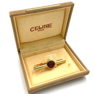 CELINE Cufflink Tie Pin Triomphe Logo Gold Color T