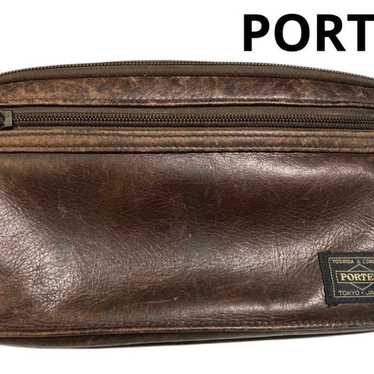 PORTER Shoulder Bag Pochette Leather Brown