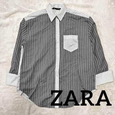 ZARA【S】All-over print shirt Striped shirt with poc