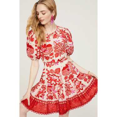 Farm Rio Farm Rio Tiles Cotton Mini Dress Red Whit