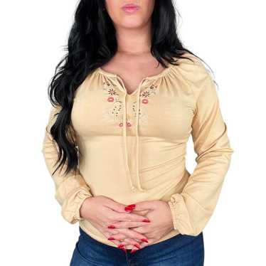 Vintage Y2k Xhiliration Tan Long Sleeve Embroidere