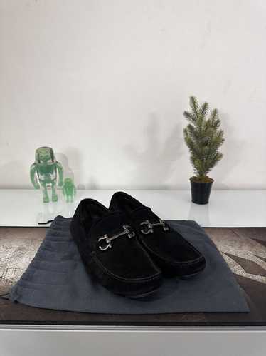 Salvatore Ferragamo Black Suede Mocasines