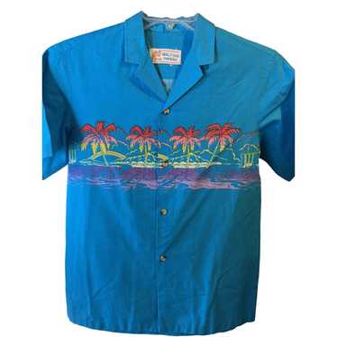 Other Malihini VTG Men M Blue Tropical Print Cotto