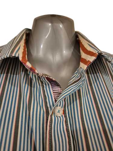 Robert Graham Turq/khaki stripe X collection shirt