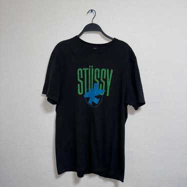 stussy tee, black and grey.