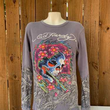 Y2K Vintage Ed Hardy rhinestones thermal T-shirt s