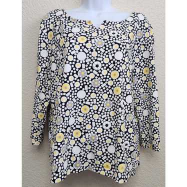 Other Ruby Rd. Black White Yellow Geo Print Top XL