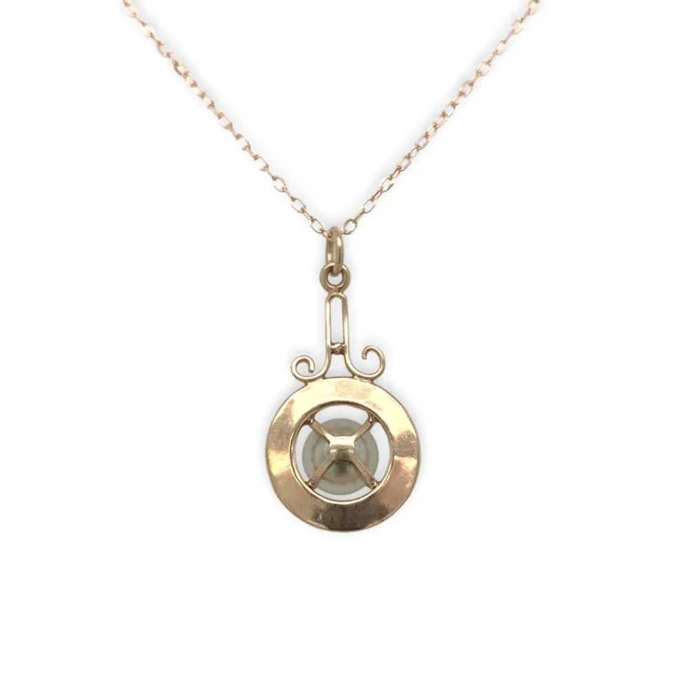 9K Rose Gold Victorian Faux Pearl Lavalier Pendan… - image 3