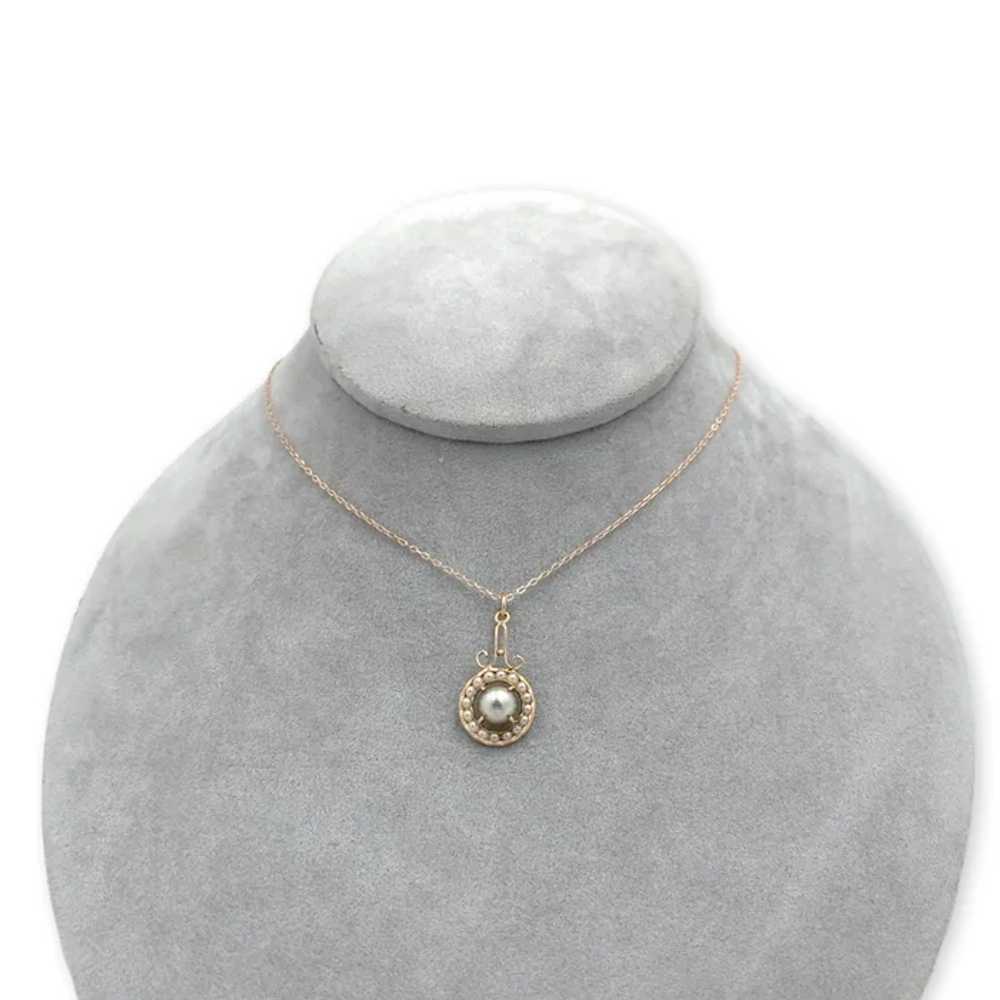 9K Rose Gold Victorian Faux Pearl Lavalier Pendan… - image 5