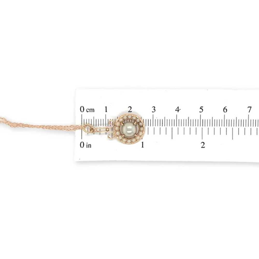 9K Rose Gold Victorian Faux Pearl Lavalier Pendan… - image 6