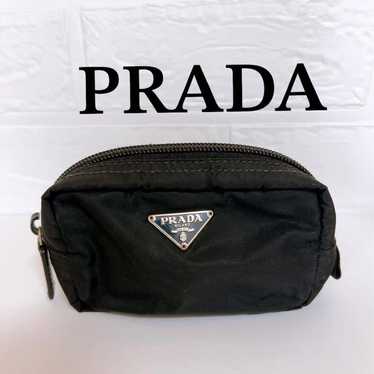 Prada pouch, black, triangular logo plate