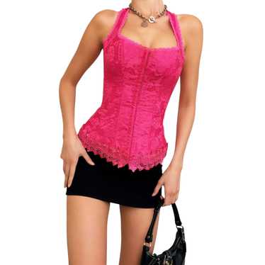 Frederick's Hot Pink Halter Corset (M)