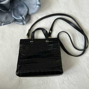 Clare V. Black Croc Simple Tote