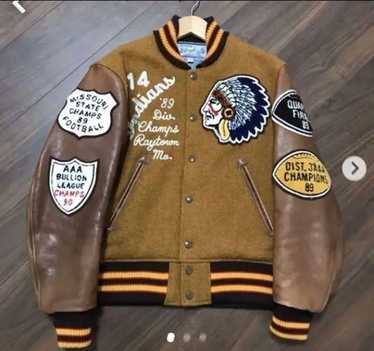 ジャケット・アウター 80s usmade Sleeve leather stadium jumper Kansai Yamamoto 80s Staff Leather Sleeve Stadium Jacket – HUIBEN