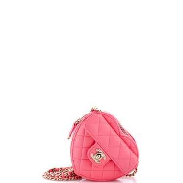 CHANEL CC in Love Heart Clutch with Chain Quilted 