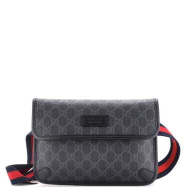 GUCCI Web Flap Belt Bag GG Coated Canvas