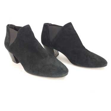 Aquatalia Black Suede Leather Ankle Booties Block 