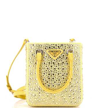 PRADA Convertible Open Tote Crystal Embellished Sa