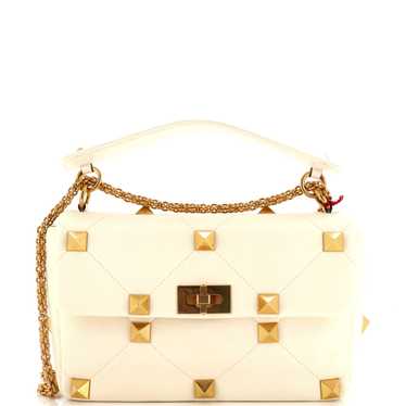 VALENTINO GARAVANI Roman Stud Flap Bag Quilted Lea