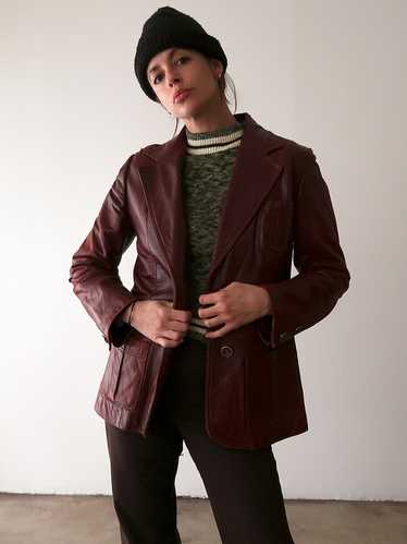 Burgundy Leather Blazer