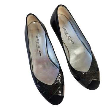 Andrea Carrano Black Suede & Glitter Patent Ballet