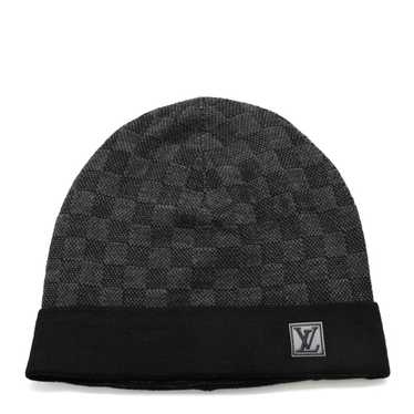 LOUIS VUITTON Wool Bonnet Petit Damier Graphite Be