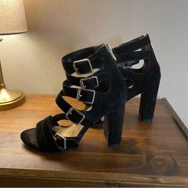 Sam Edelman black suede block heels