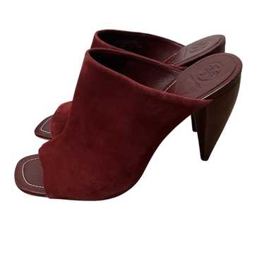 Tory Burch Ellis Suede Heeled Mules in Port Royal 