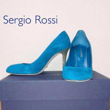 Sergio Rossi Blue Suede Pumps 24cm