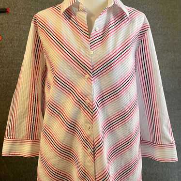 Foxcroft-Stylish Striped Button-Up Shirt