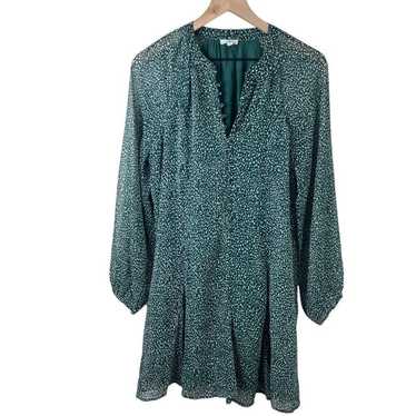 Joie Womens Chiffon Green Fleck Long Puff Sleeve F