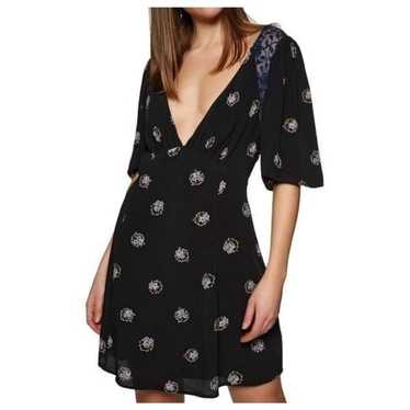 Free People Mockingbird Mini Dress Black Blue Flor