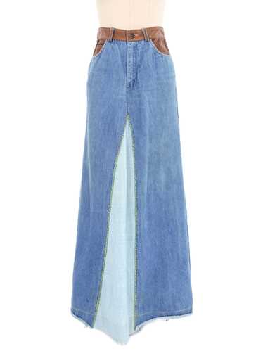 1970s Patchwork Denim Maxi Skirt