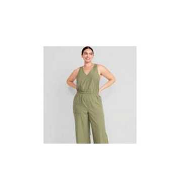 Old Navy Olive Green Sleeveless Jumpsuit Size Medi