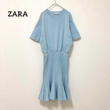 ZARA Pleated Dress (M) Washable, Elastic Waist, Bl