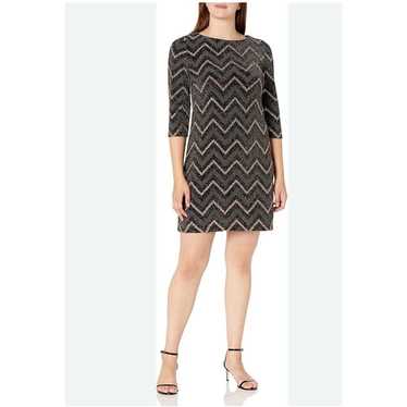 Studio one Dress 3/4 Sleeve Metallic Shimmer Chevr