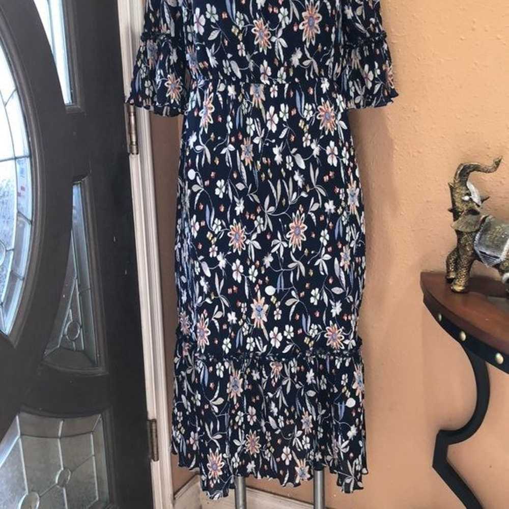 Chelsea28 blue floral off the shoulder midi dress - image 2