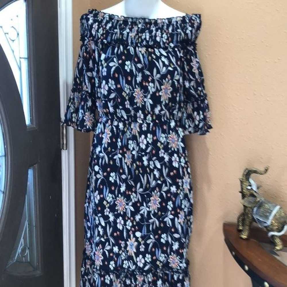 Chelsea28 blue floral off the shoulder midi dress - image 3