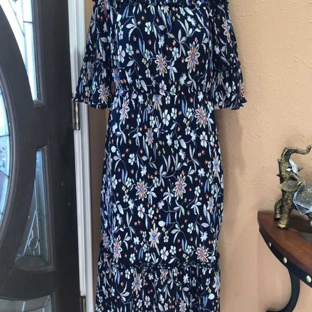 Chelsea28 blue floral off the shoulder midi dress - image 4